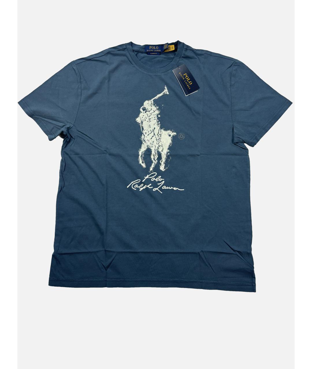POLO RALPH LAUREN Темно-синяя хлопковая футболка, фото 6