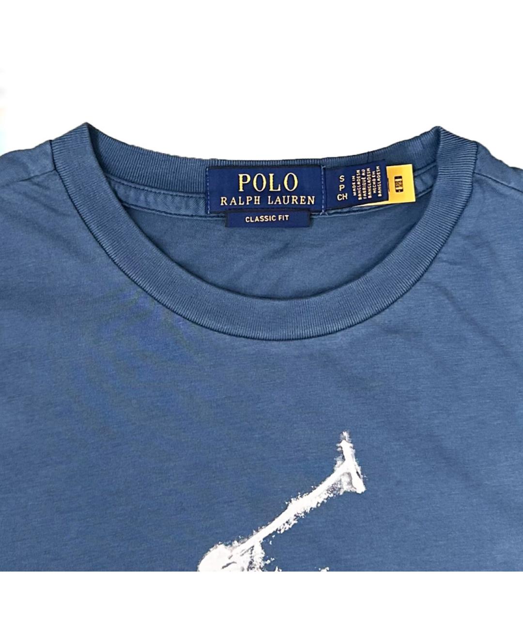POLO RALPH LAUREN Темно-синяя хлопковая футболка, фото 5