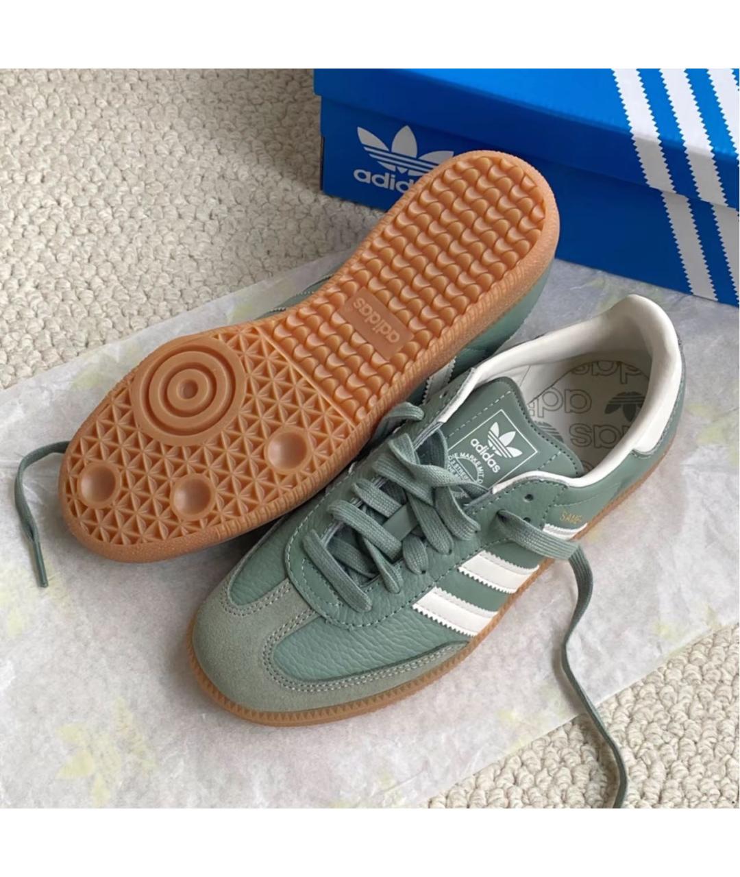 ADIDAS Зеленые кожаные кеды, фото 6