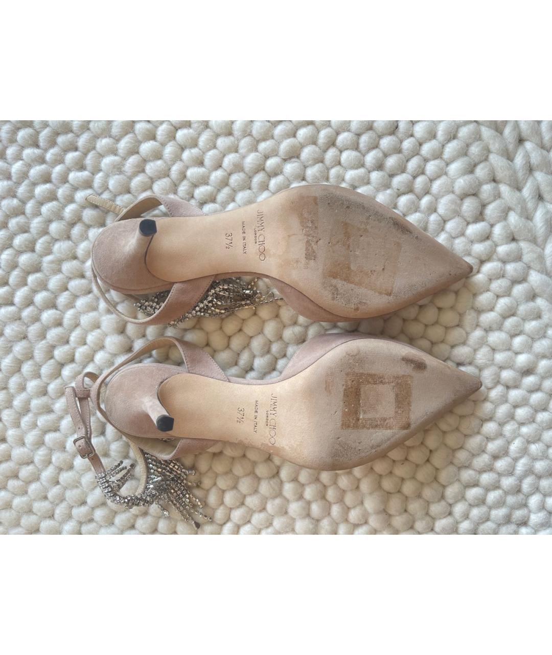 JIMMY CHOO Бежевые замшевые туфли, фото 6