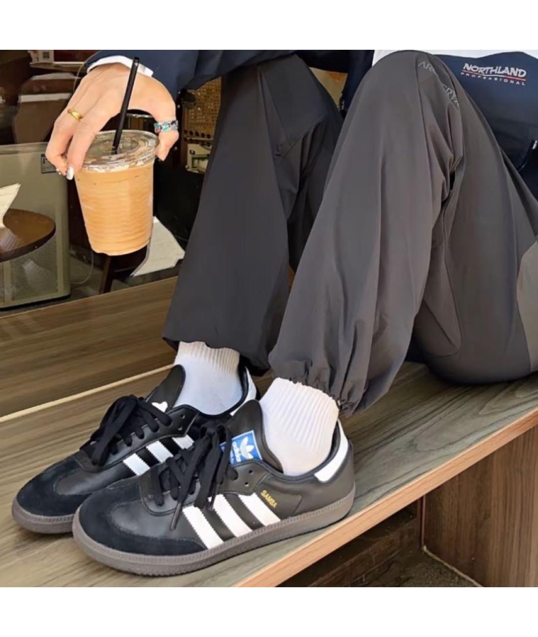 ADIDAS Черные кожаные кеды, фото 5