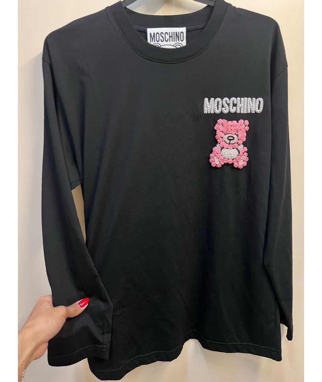 MOSCHINO Черный хлопко-эластановый джемпер / свитер, фото 4