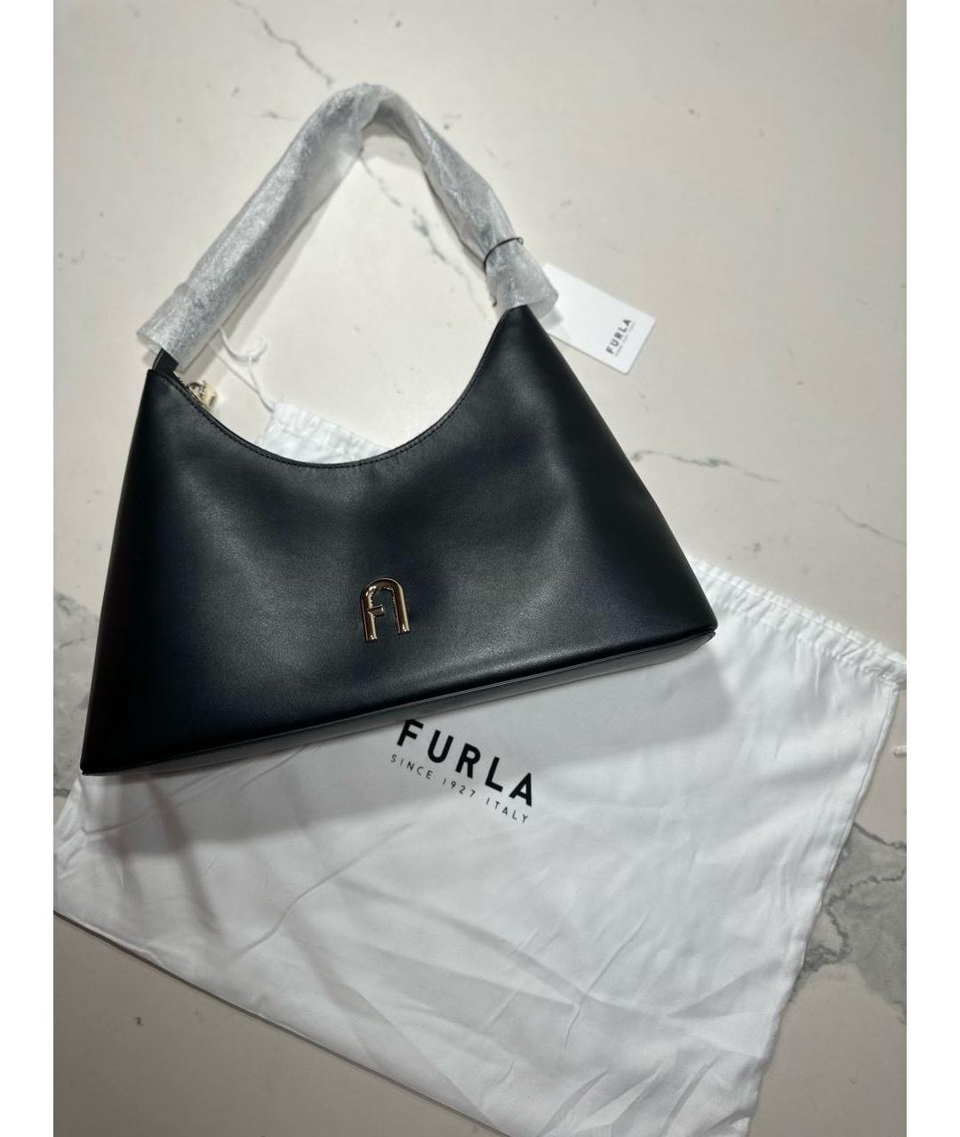 FURLA Черная кожаная сумка с короткими ручками, фото 3