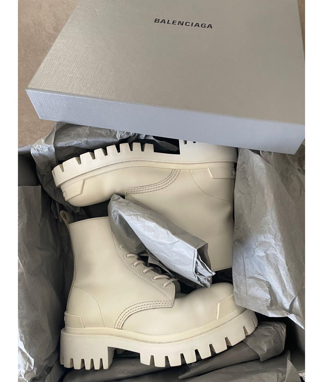 BALENCIAGA Белые кожаные ботильоны, фото 5