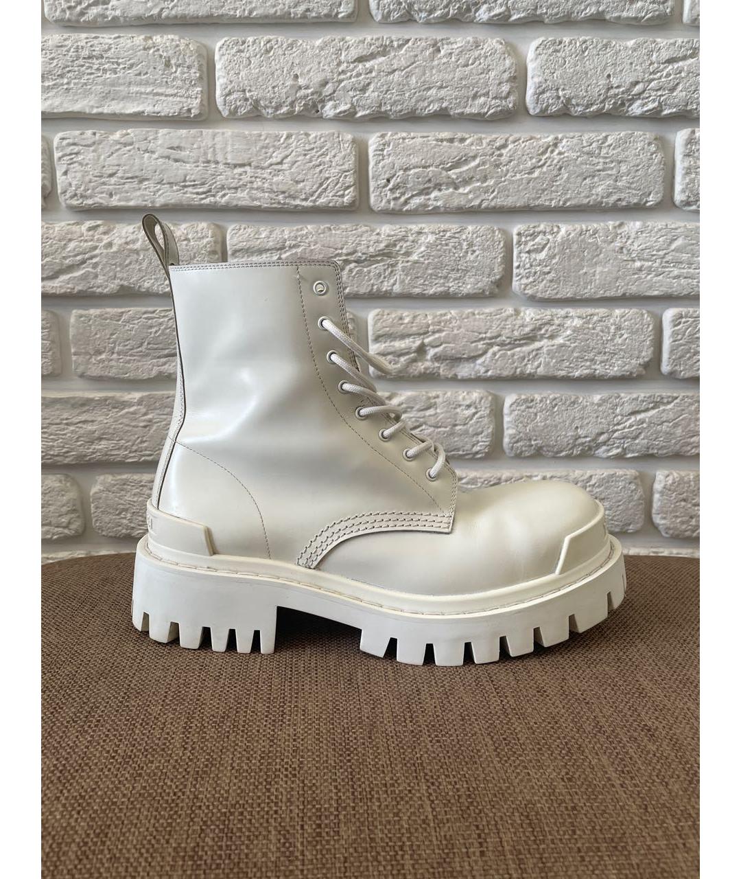 BALENCIAGA Белые кожаные ботильоны, фото 9