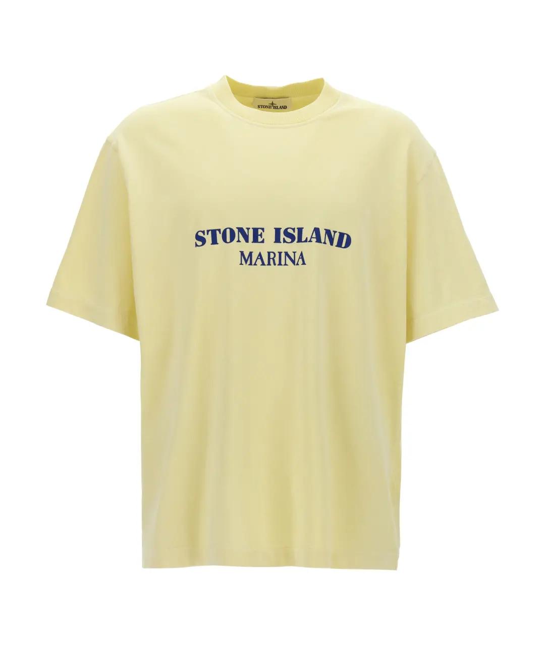 STONE ISLAND Желтая хлопковая футболка, фото 1