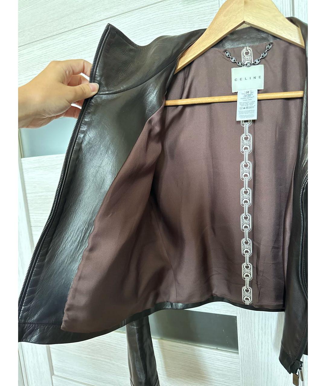 CELINE Черная кожаная куртка, фото 6
