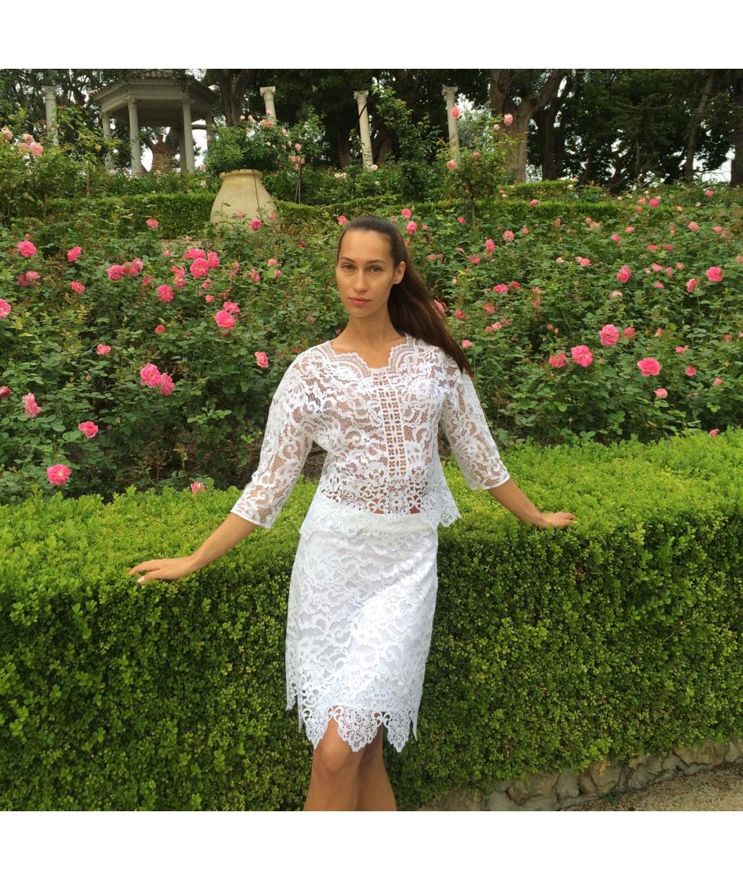 SANDRO Белый кружевной костюм с юбками, фото 7