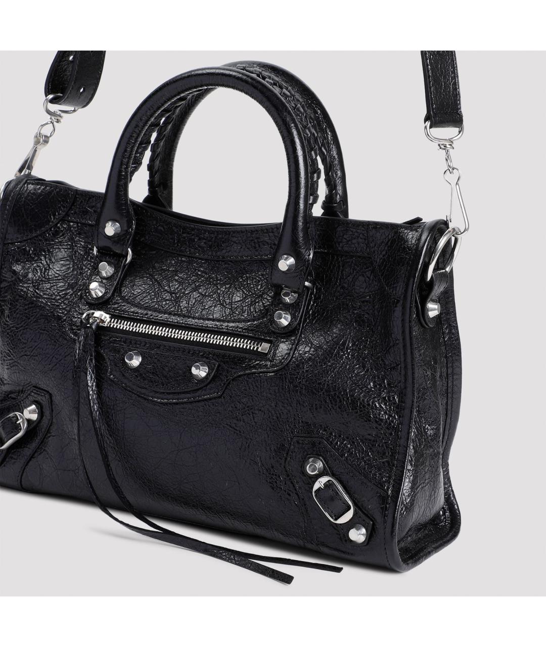 BALENCIAGA Черная кожаная сумка с короткими ручками, фото 4