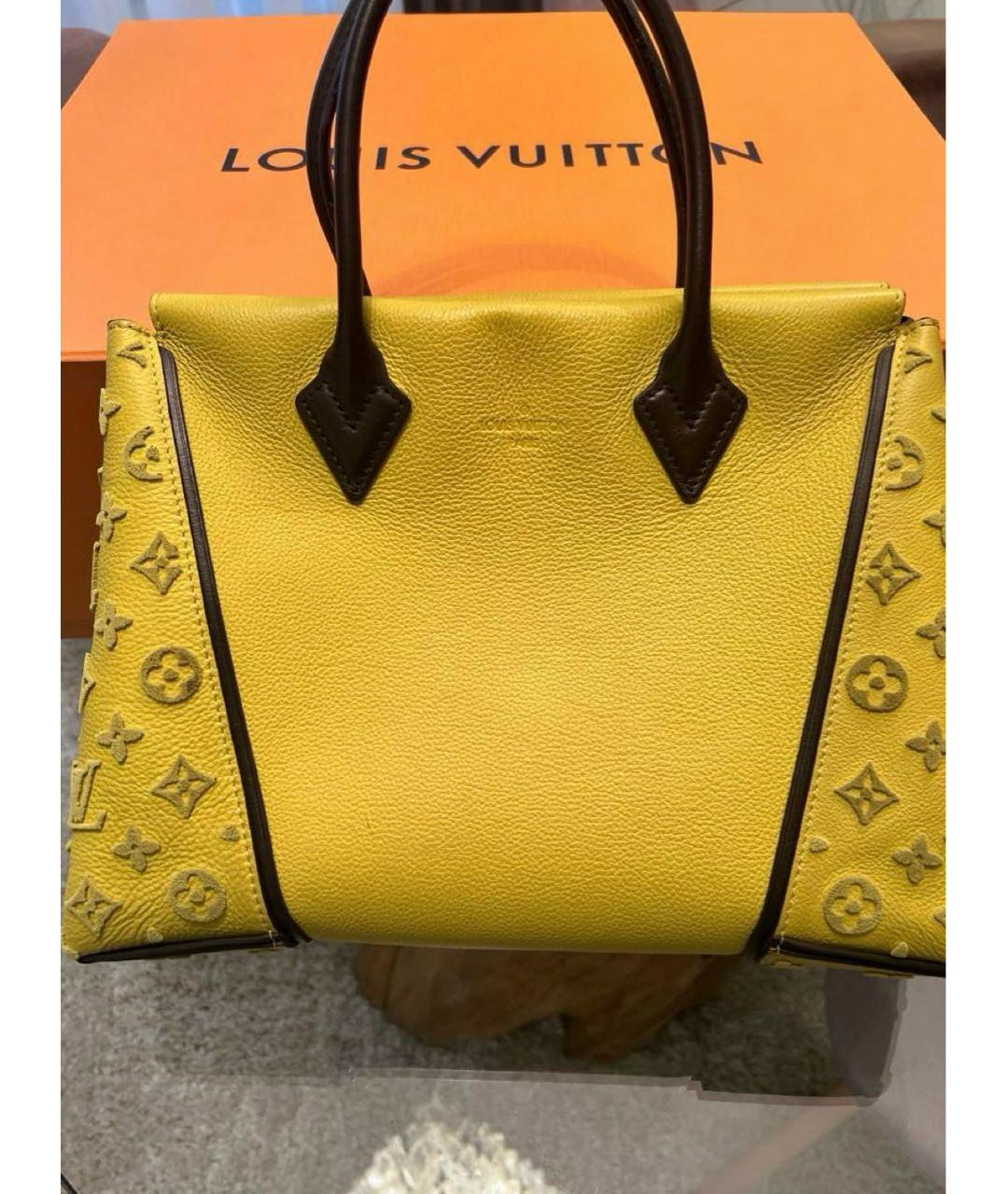 LOUIS VUITTON Горчичная кожаная сумка с короткими ручками, фото 3