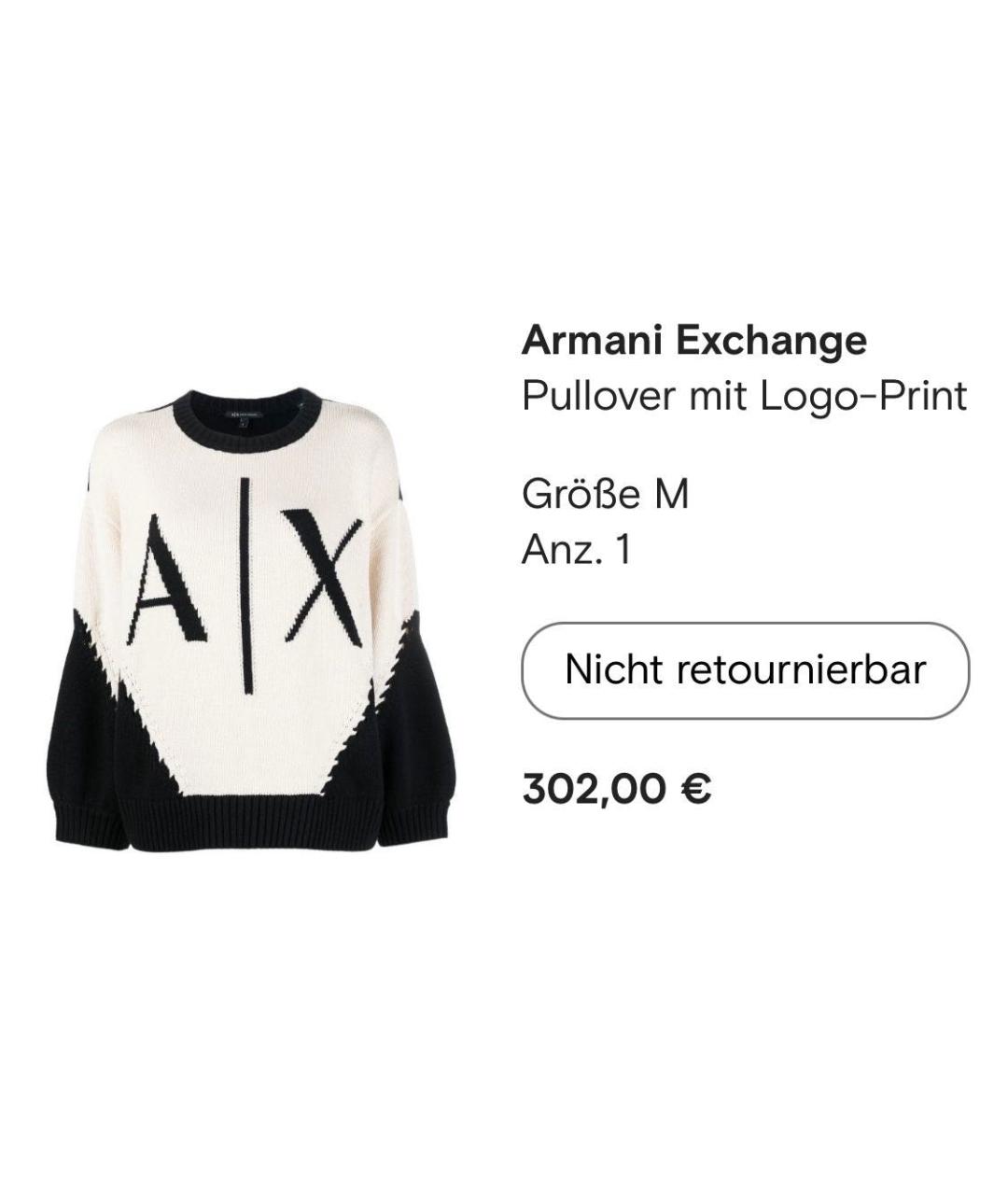 ARMANI EXCHANGE Черный шерстяной джемпер / свитер, фото 6