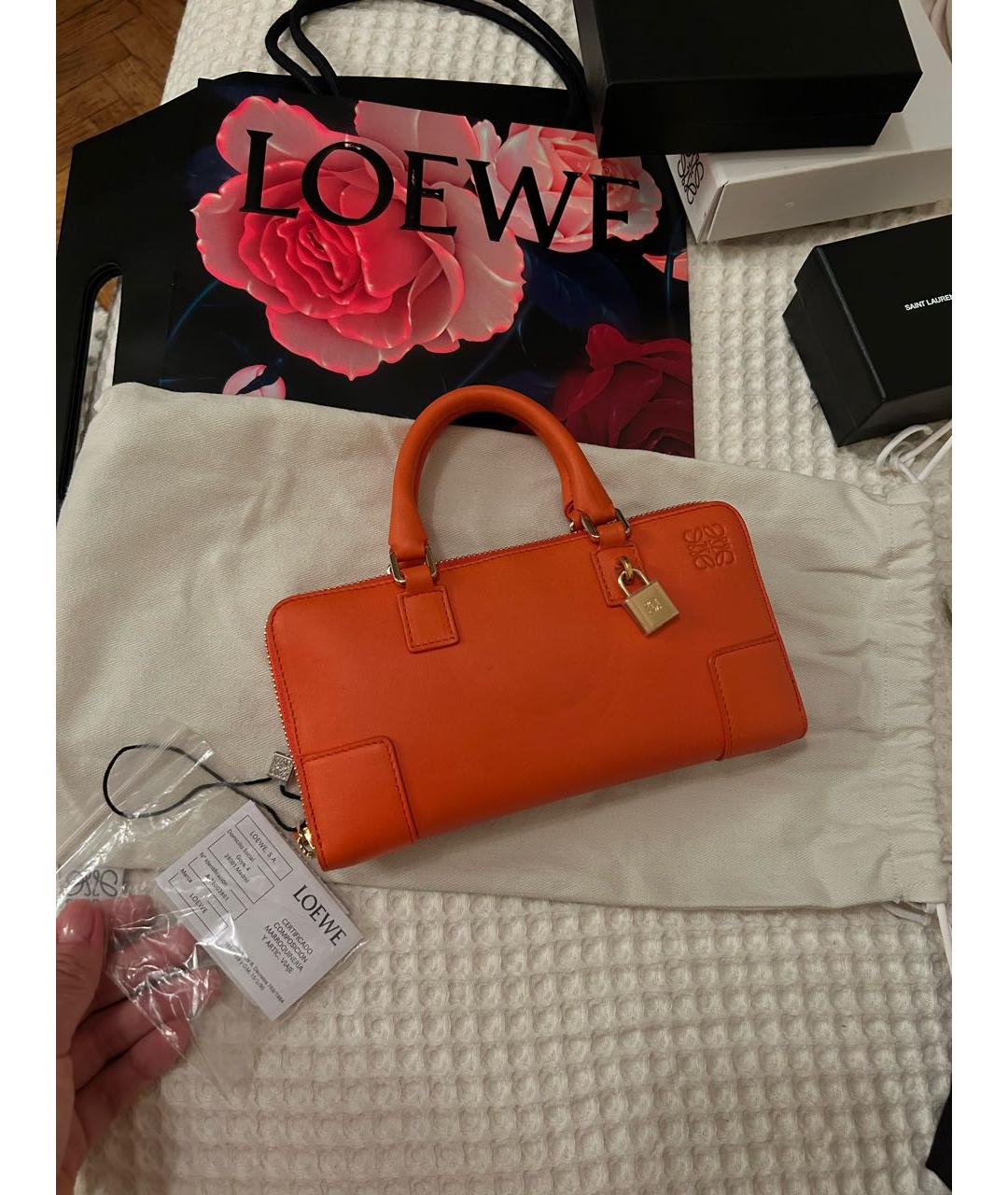 LOEWE Оранжевая кожаная сумка тоут, фото 3