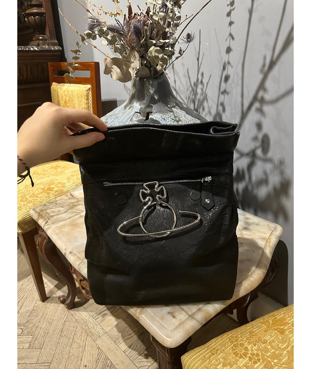 VIVIENNE WESTWOOD Черный кожаный рюкзак, фото 2