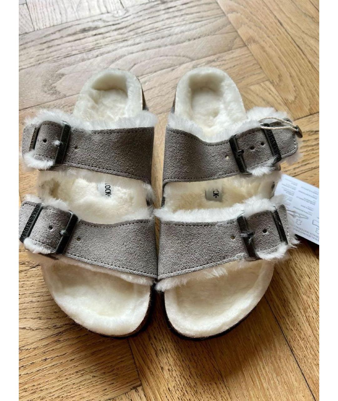 BIRKENSTOCK Серые замшевые сандалии, фото 2