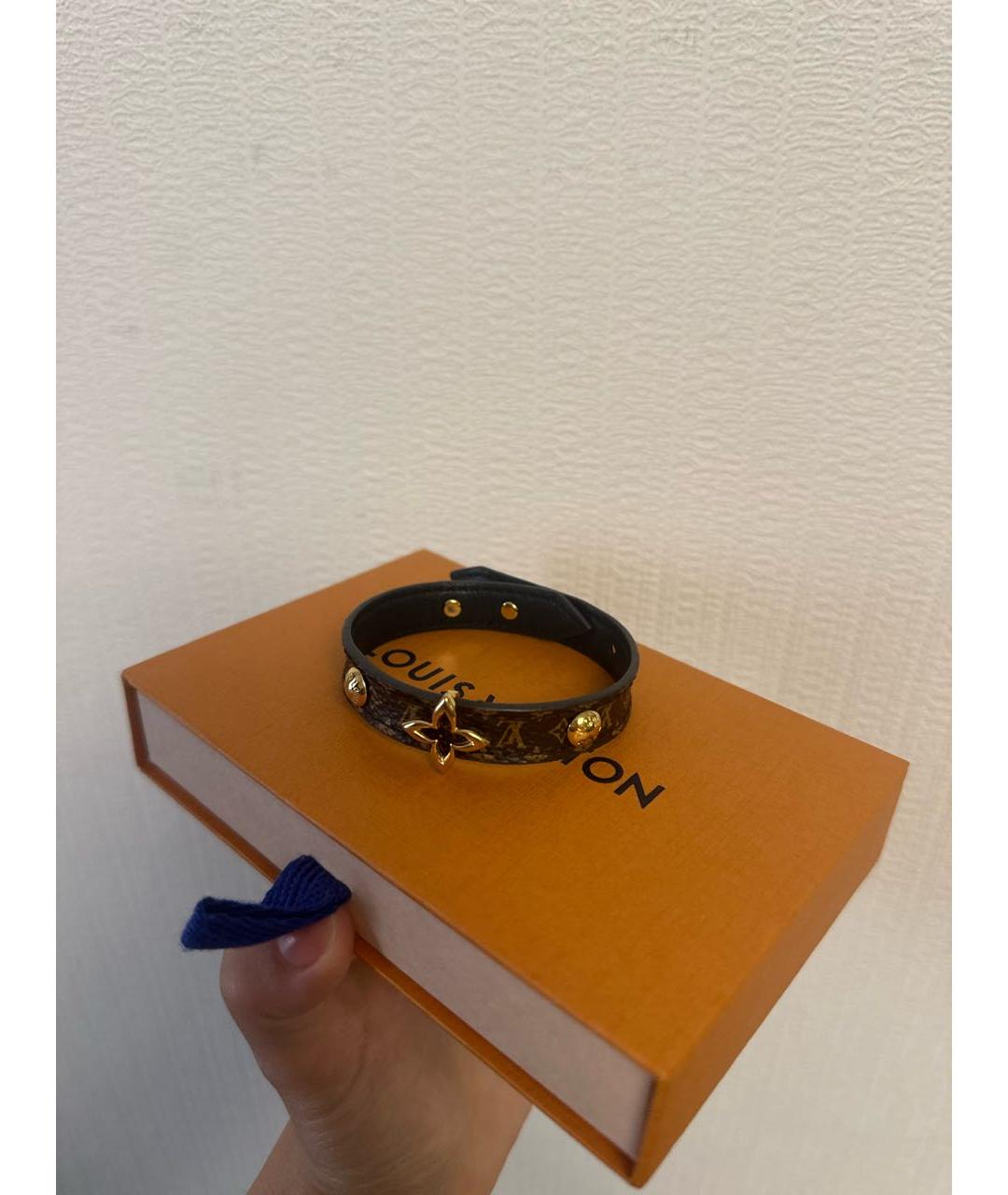 LOUIS VUITTON Коричневый кожаный браслет, фото 4