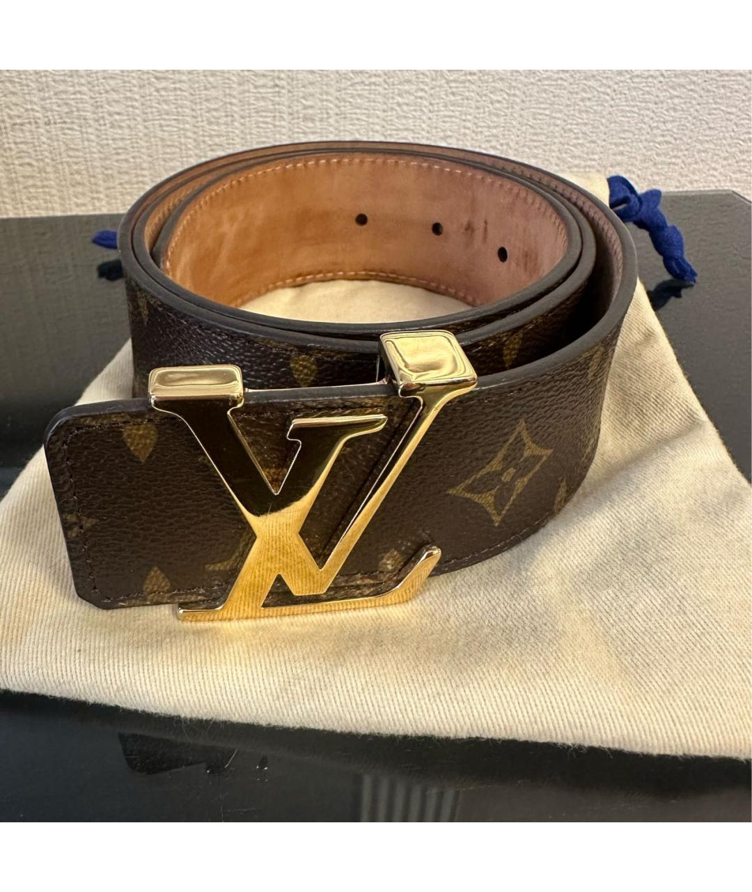 LOUIS VUITTON Коричневый кожаный ремень, фото 4