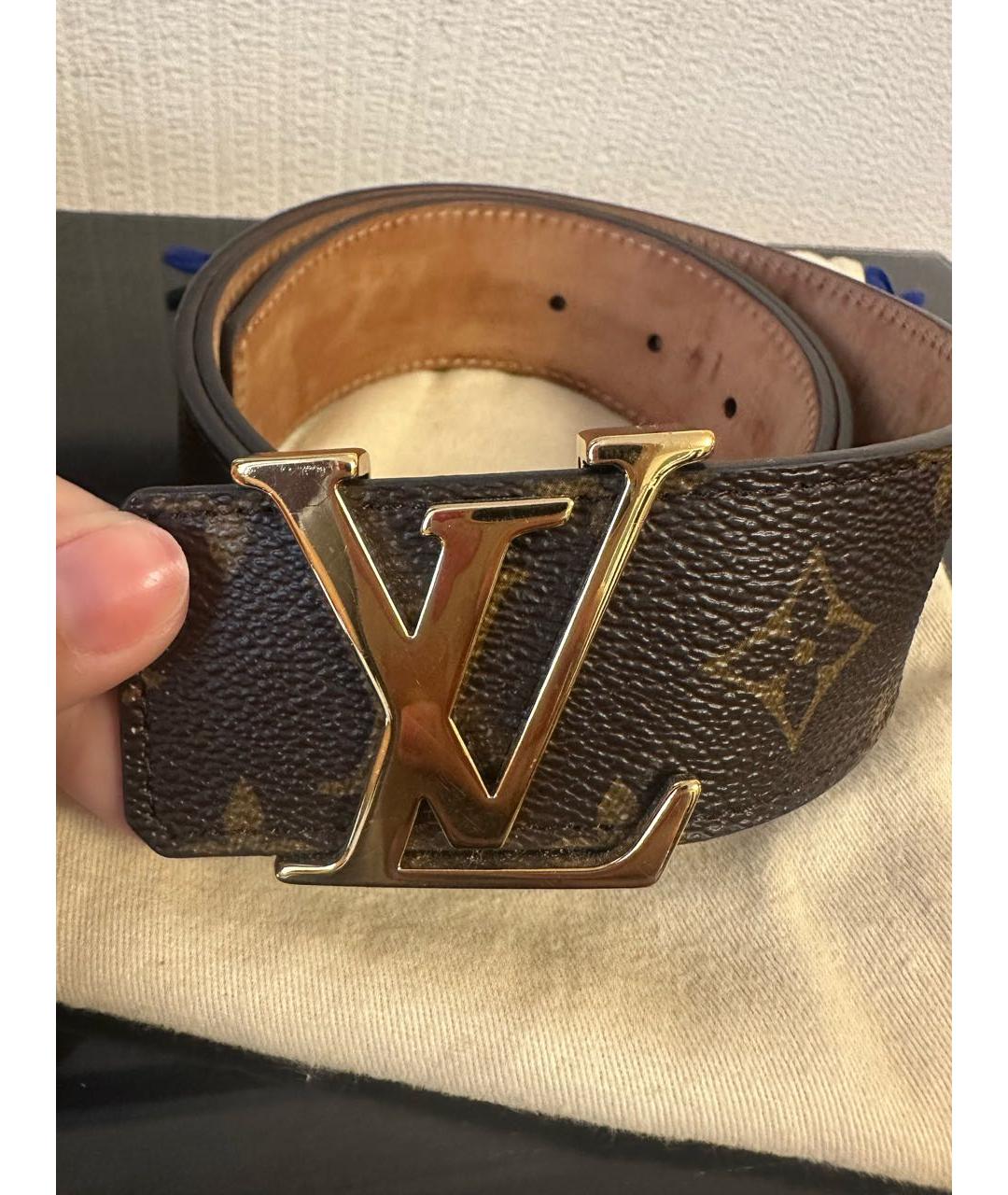 LOUIS VUITTON Коричневый кожаный ремень, фото 6