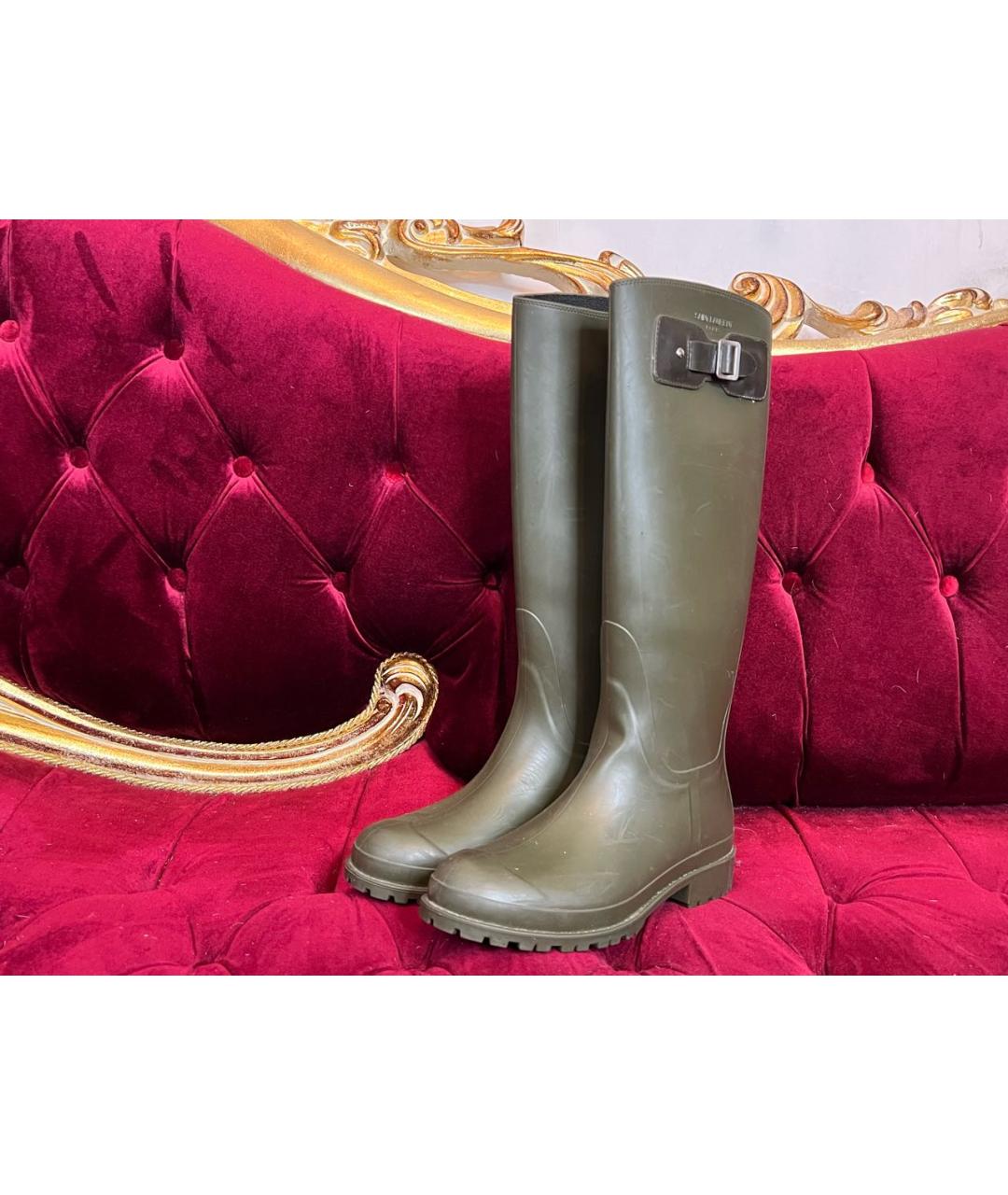 SAINT LAURENT Хаки резиновые сапоги, фото 2