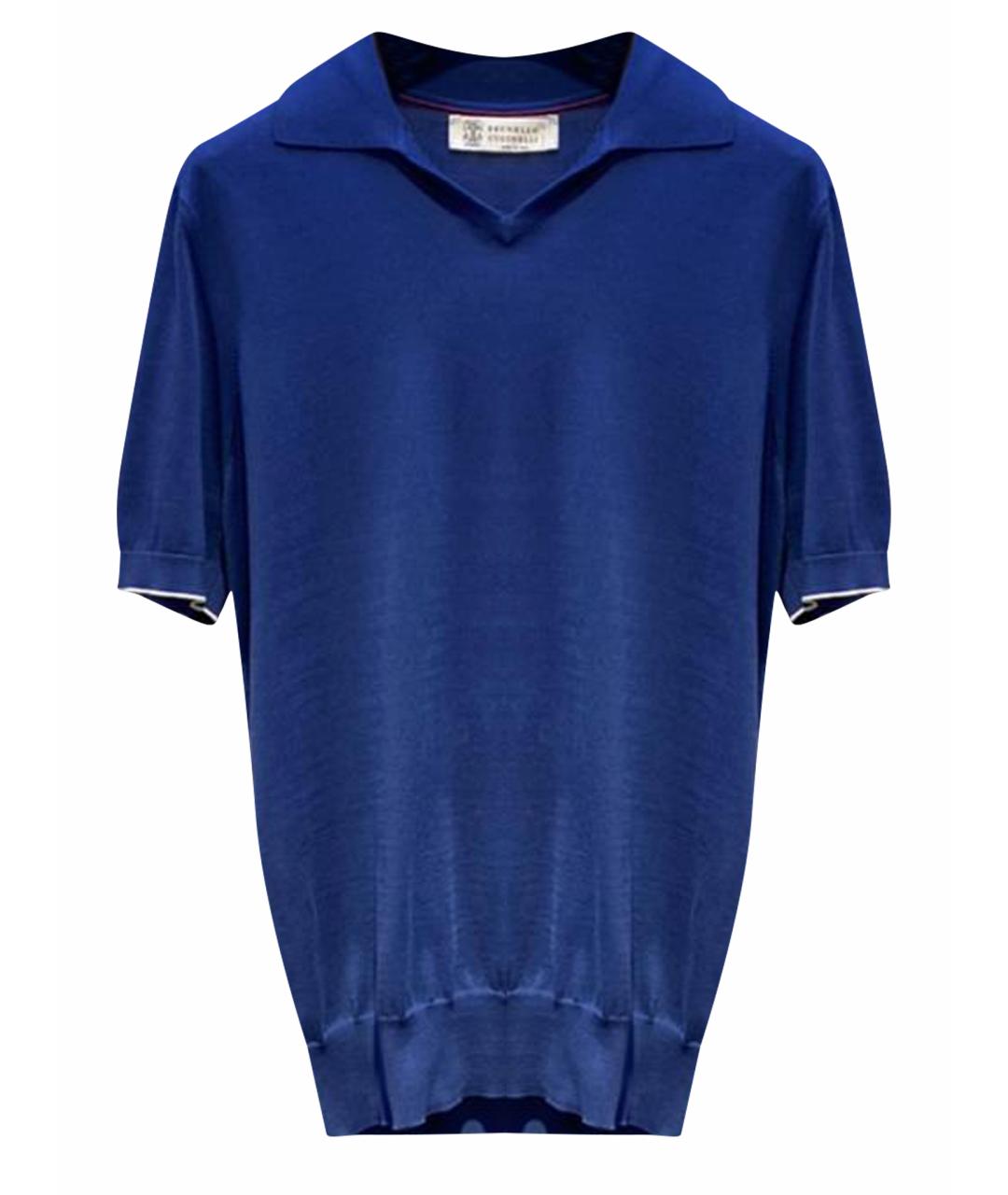 BRUNELLO CUCINELLI Синее поло с коротким рукавом, фото 1