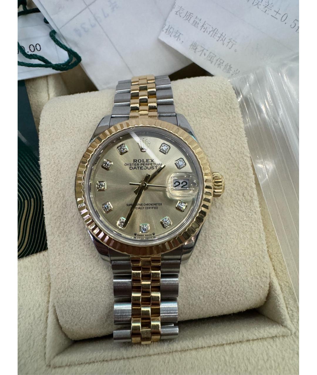 ROLEX Белые часы из золота и стали, фото 3