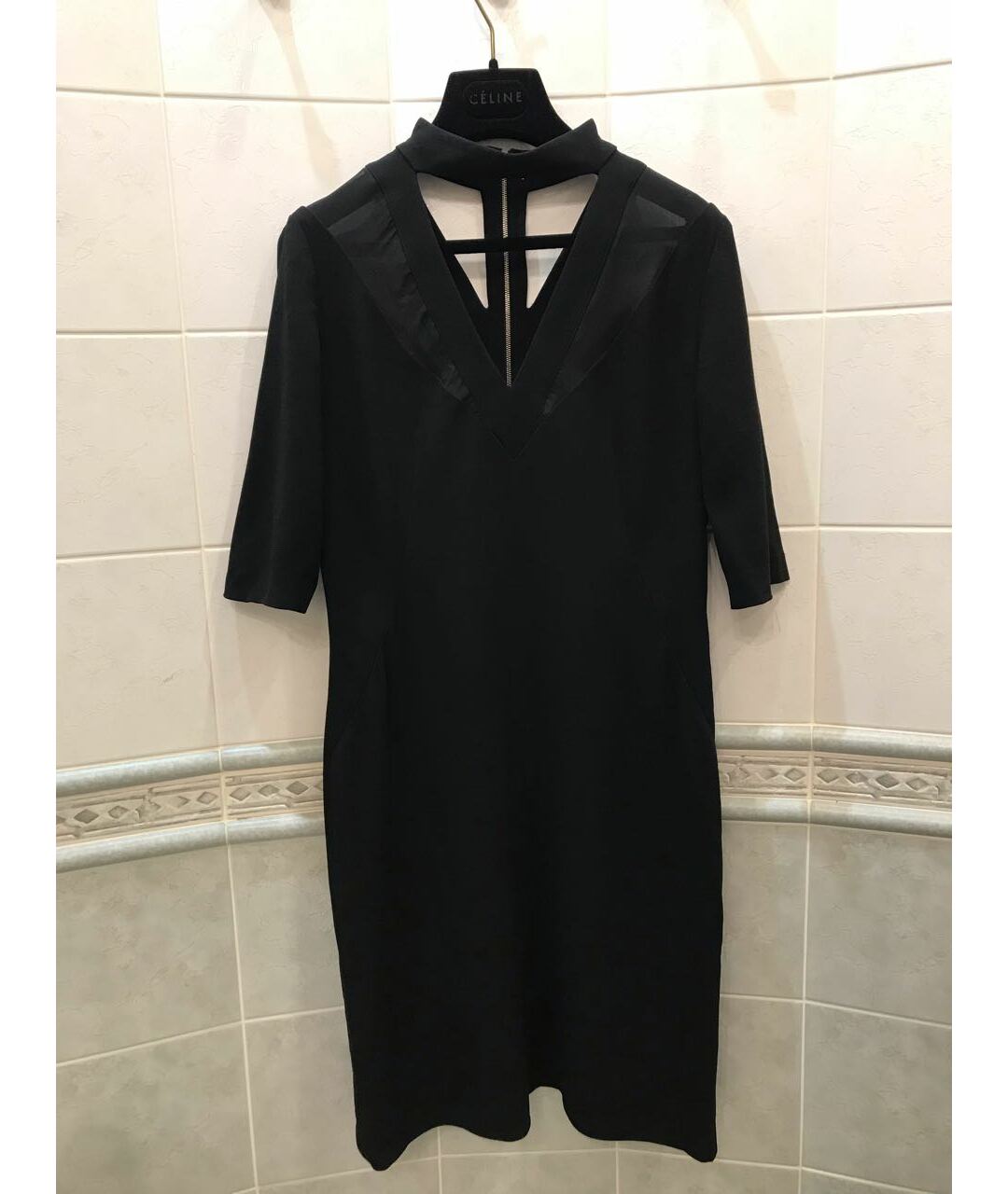 FRANCESCO SCOGNAMIGLIO Черное креповое коктейльное платье, фото 8