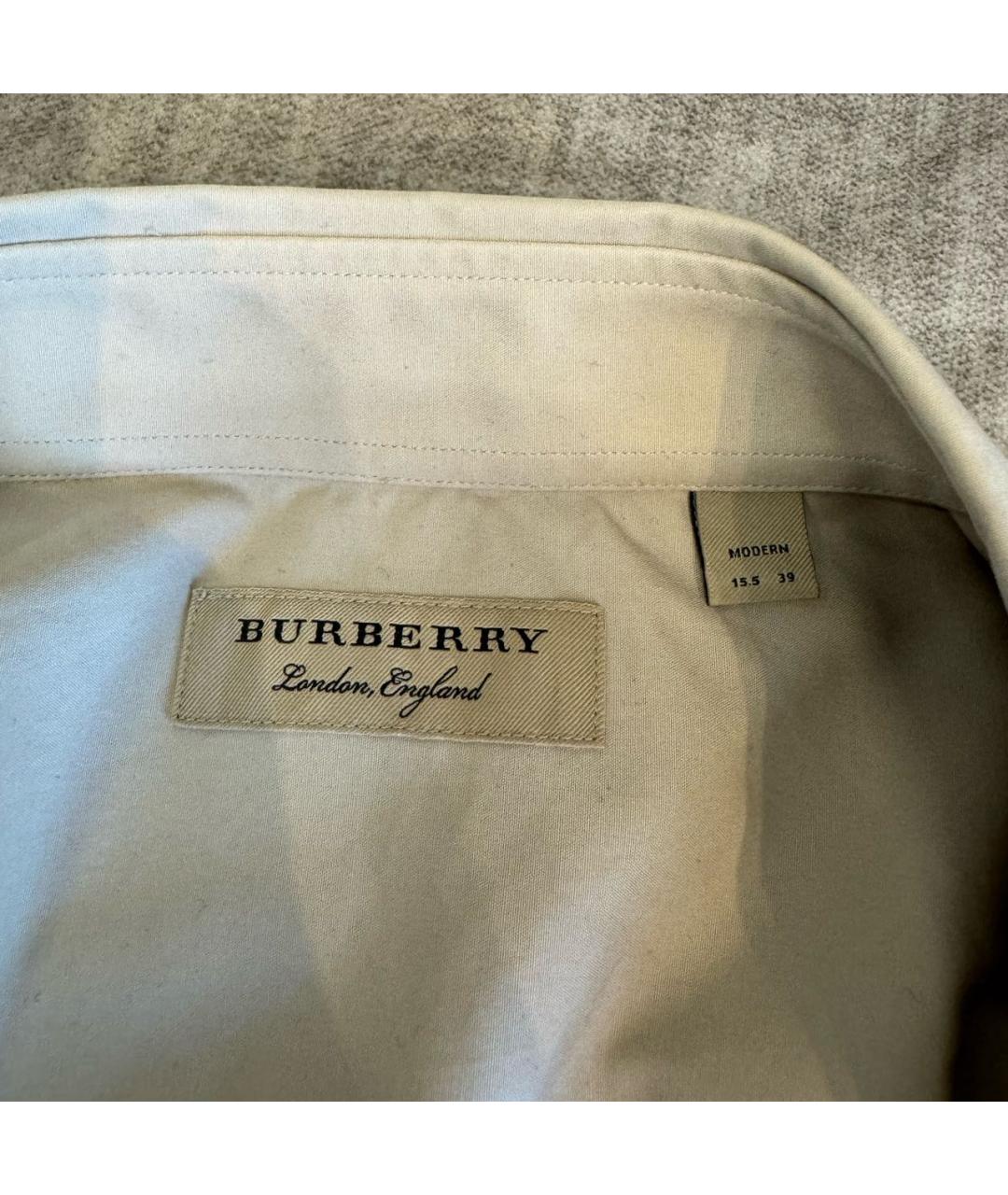 BURBERRY Бежевая хлопковая классическая рубашка, фото 6