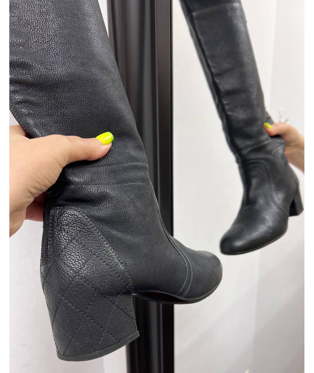 CHANEL Черные кожаные сапоги, фото 4