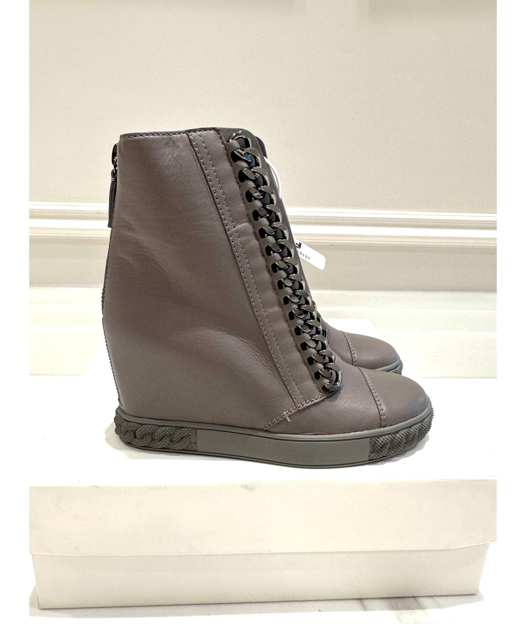 CASADEI Серые кожаные ботинки, фото 6