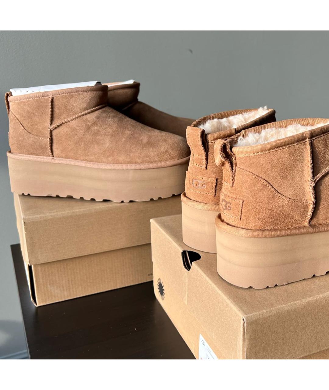 UGG AUSTRALIA Коричневые замшевые ботинки, фото 3