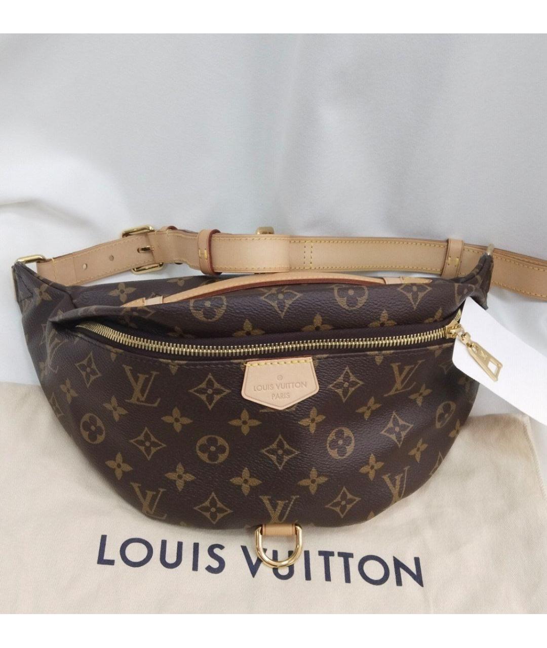 LOUIS VUITTON Коричневая кожаная поясная сумка, фото 3