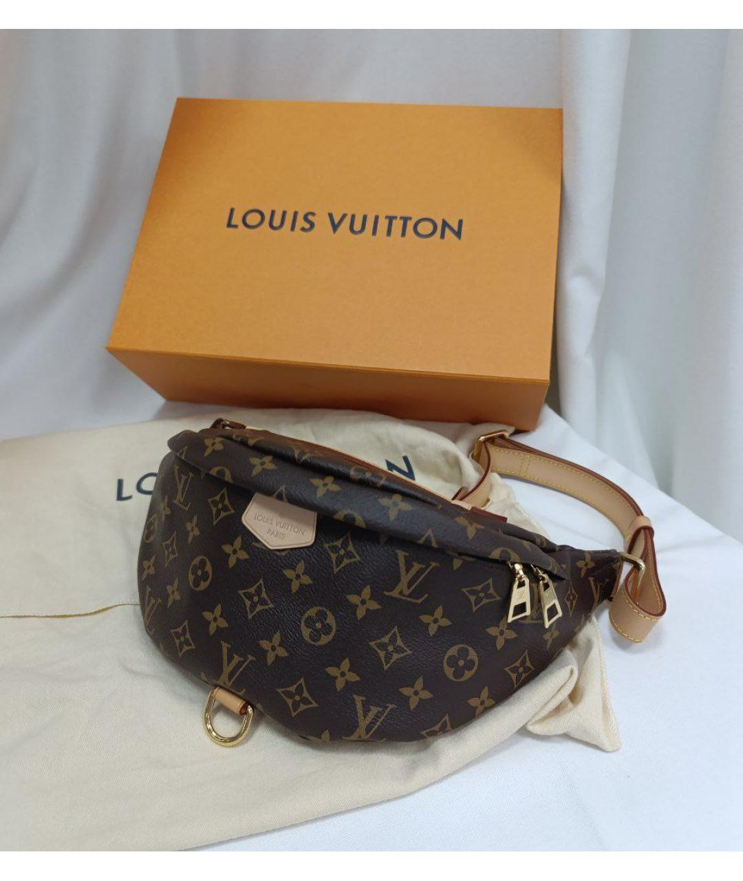 LOUIS VUITTON Коричневая кожаная поясная сумка, фото 4