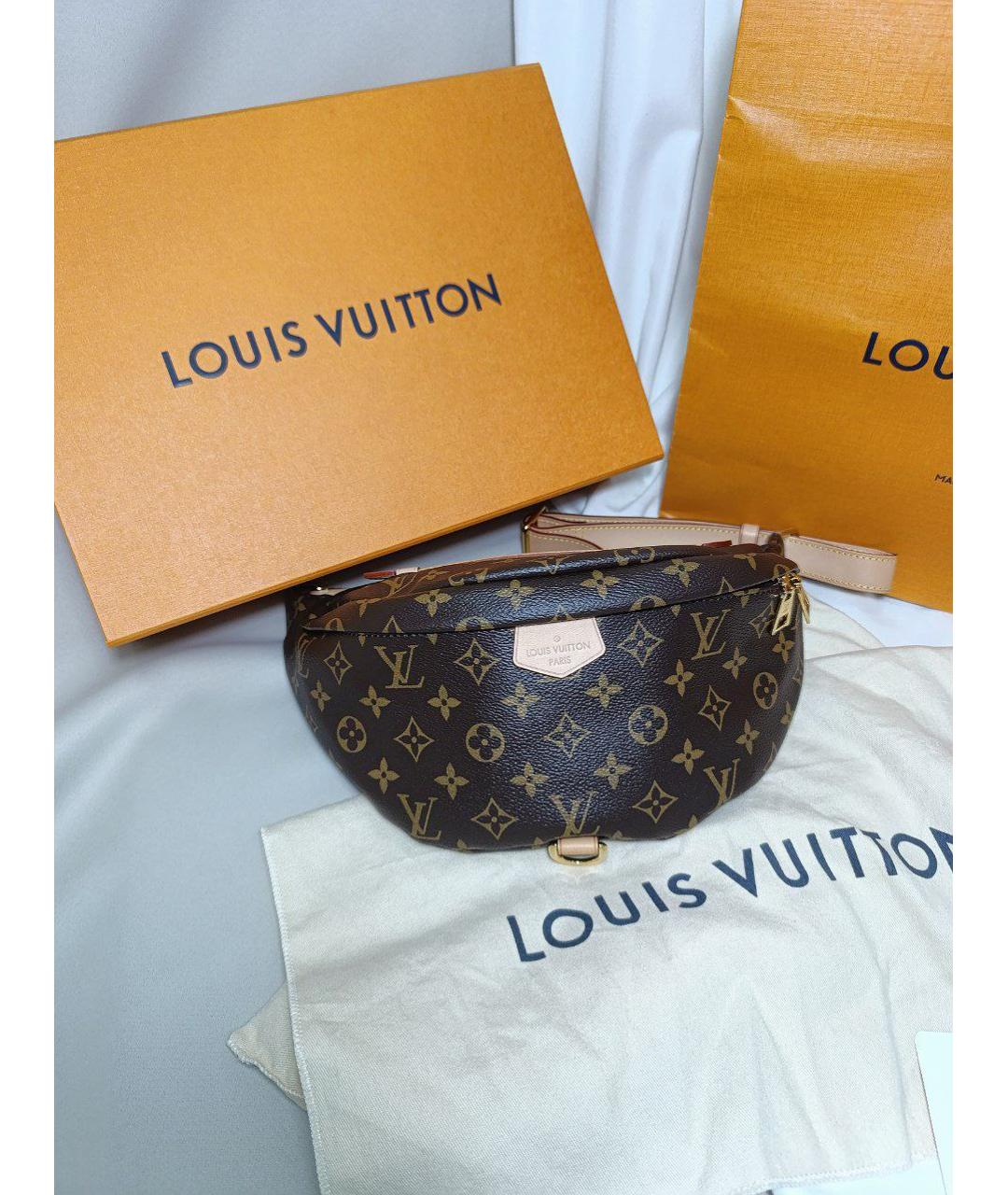 LOUIS VUITTON Коричневая кожаная поясная сумка, фото 5