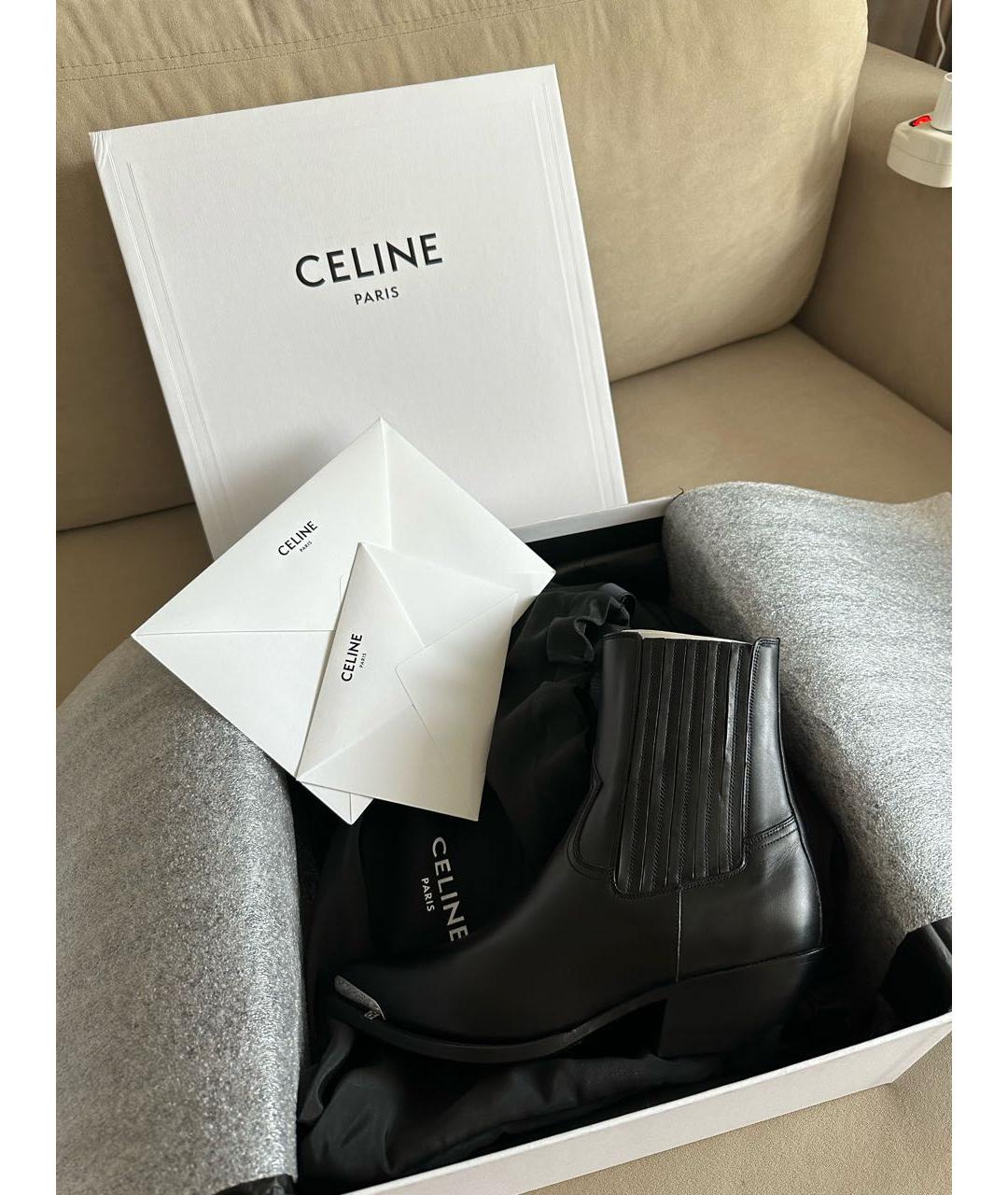 CELINE Черные кожаные полусапоги, фото 7