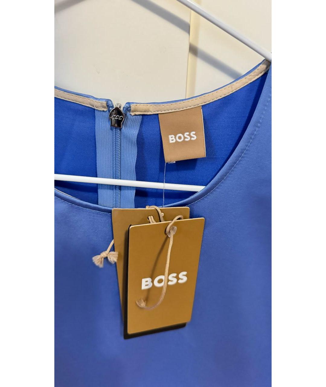 HUGO BOSS Синее полиэстеровое коктейльное платье, фото 3