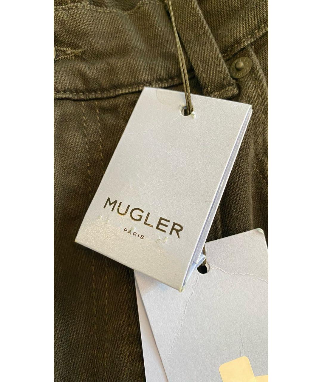 MUGLER Черные хлопко-эластановые прямые джинсы, фото 8