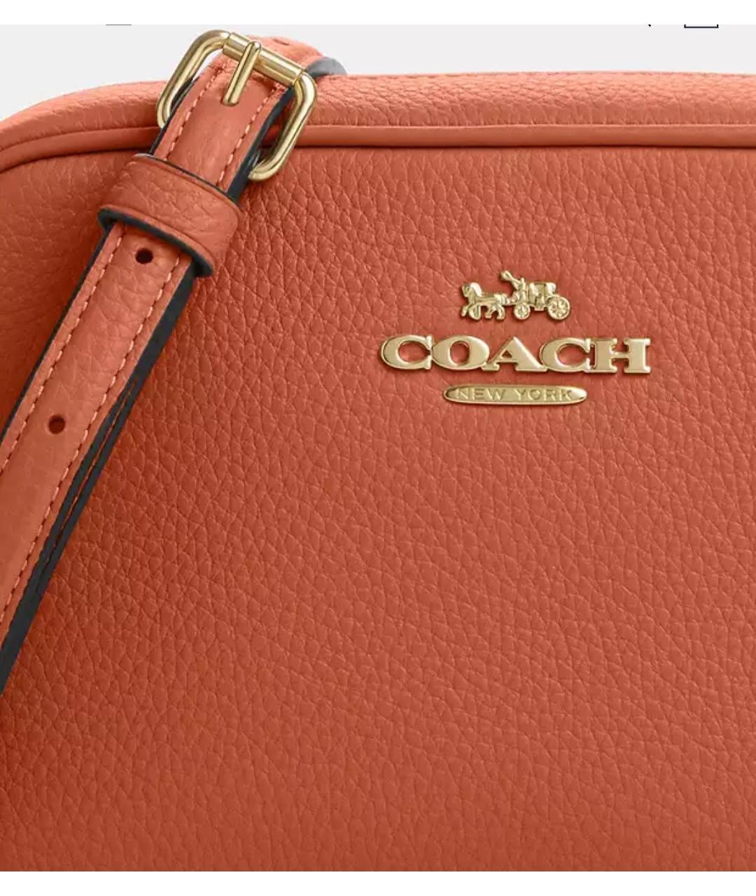 COACH Оранжевая кожаная сумка через плечо, фото 5