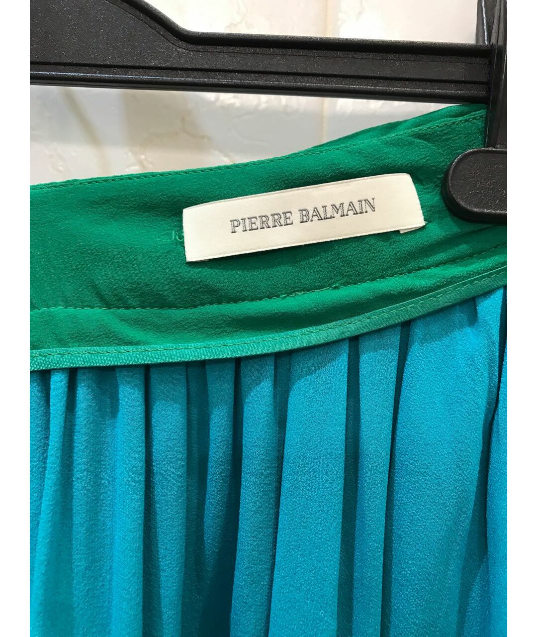 PIERRE BALMAIN Зеленая шелковая юбка макси, фото 7
