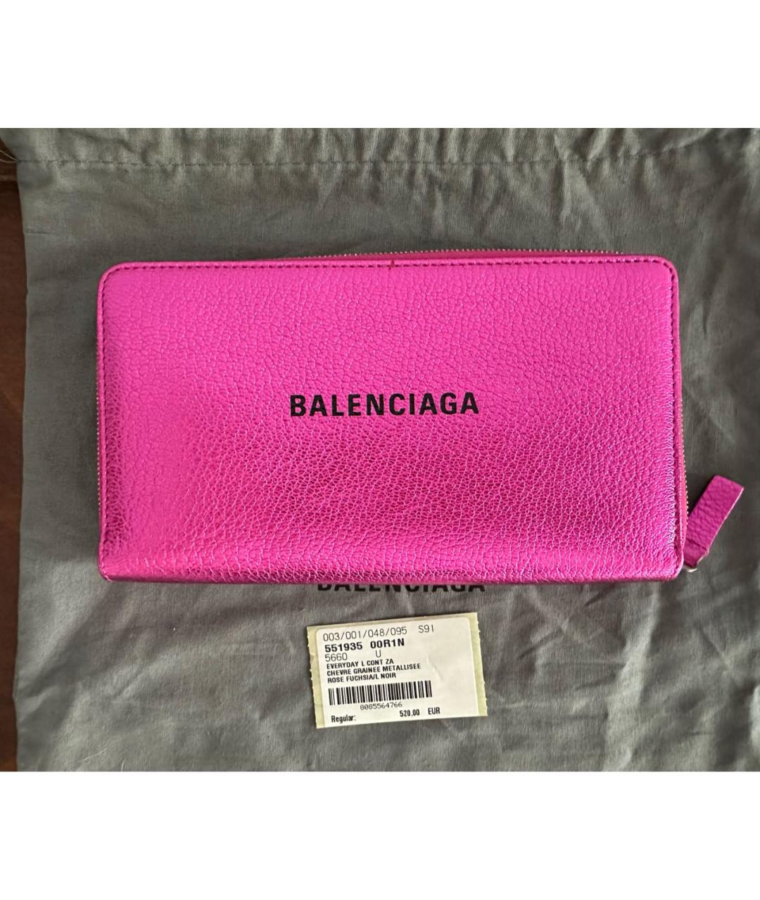 BALENCIAGA Фуксия кожаный кошелек, фото 6