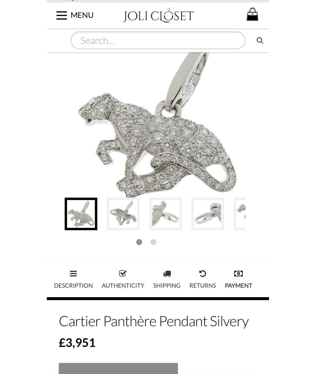 CARTIER Серебрянный кулон из белого золота, фото 2