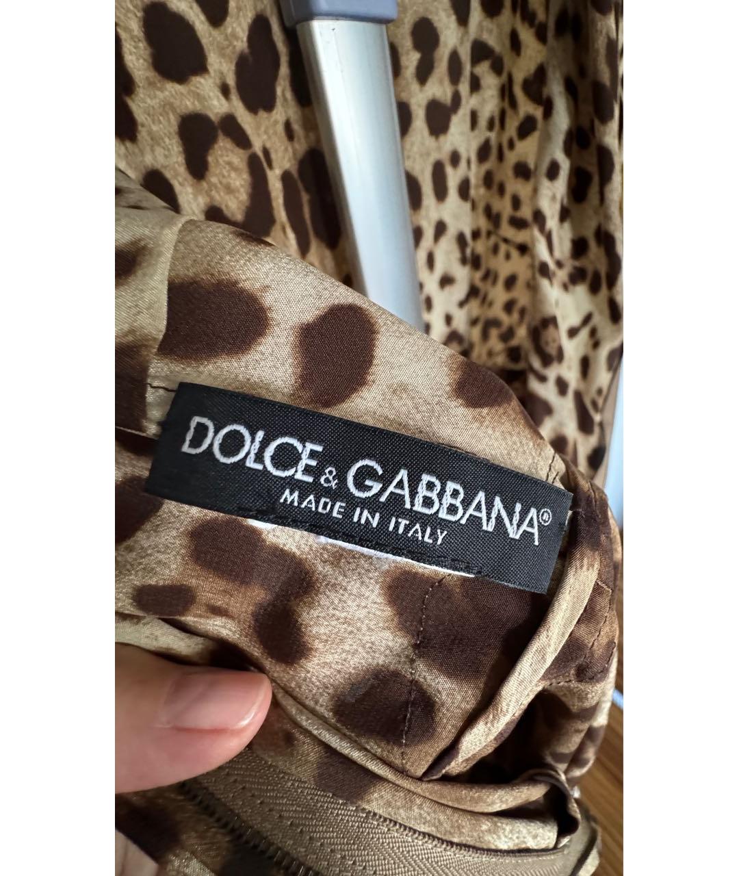 DOLCE&GABBANA Коричневое шелковое коктейльное платье, фото 3