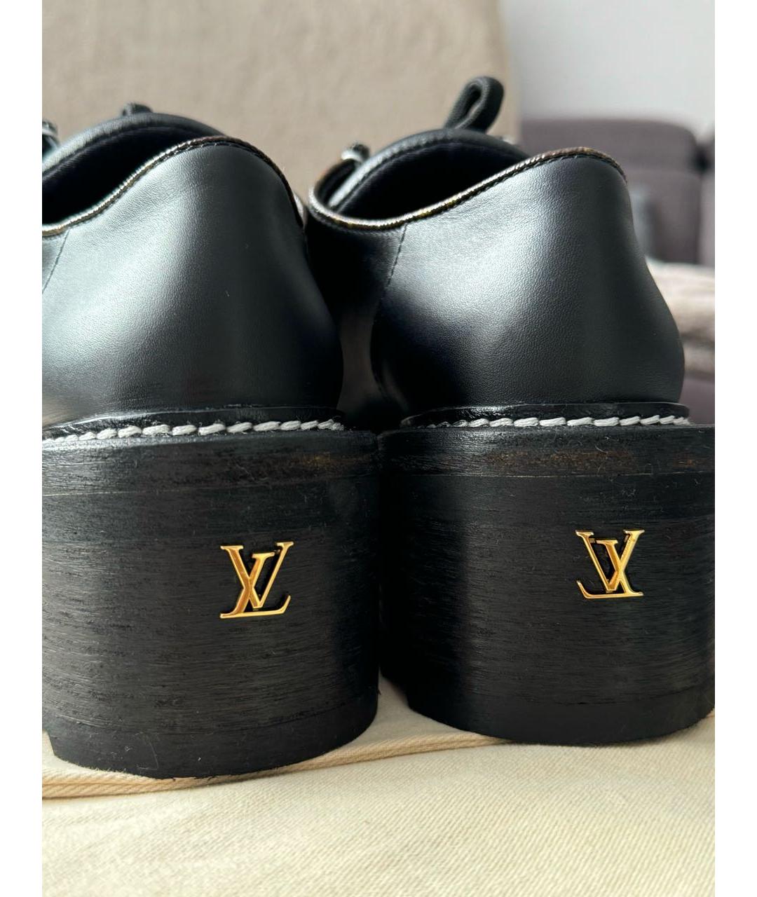 LOUIS VUITTON Черные кожаные брогги и оксфорды, фото 4