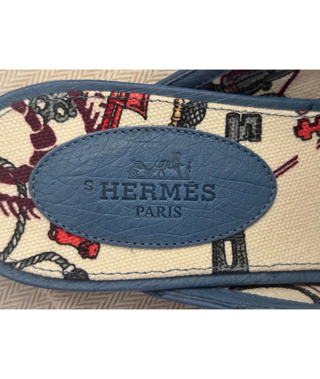 HERMES Синие кожаные мюли, фото 5