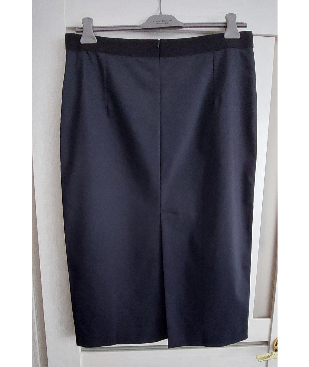 LES COPAINS Темно-синяя хлопко-эластановая юбка миди, фото 2