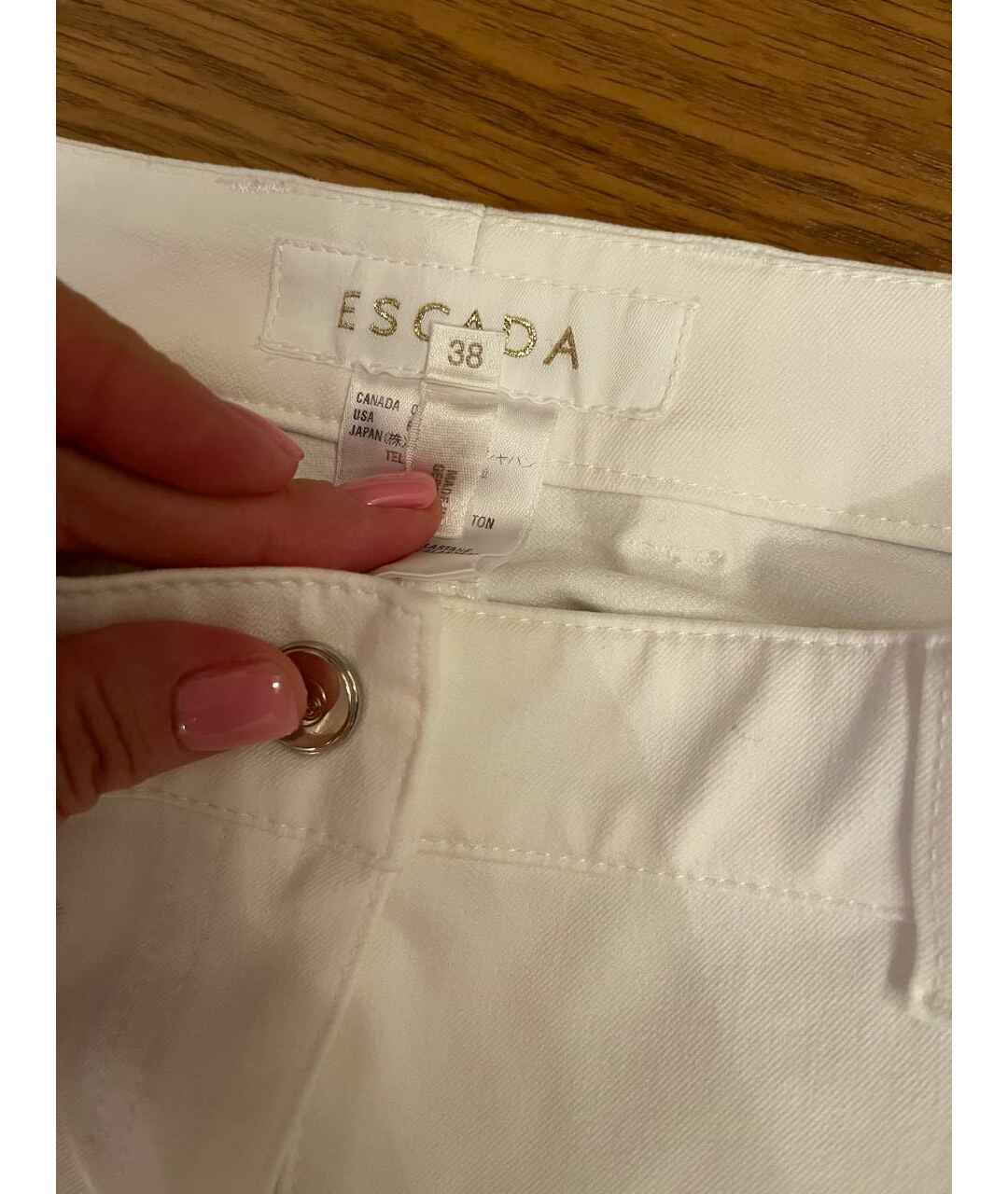 ESCADA Белые хлопко-полиэстеровые джинсы клеш, фото 3