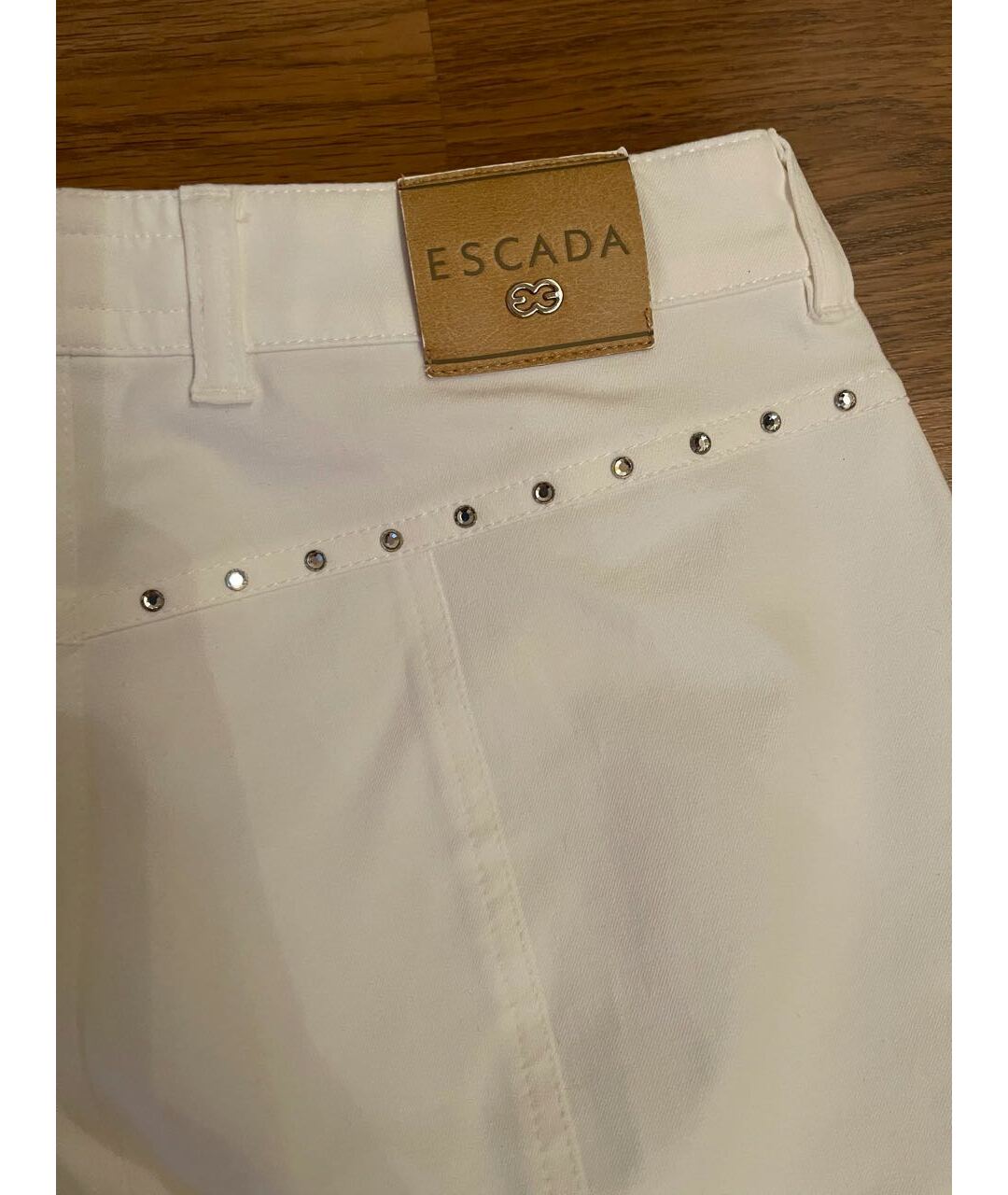 ESCADA Белые хлопко-полиэстеровые джинсы клеш, фото 4