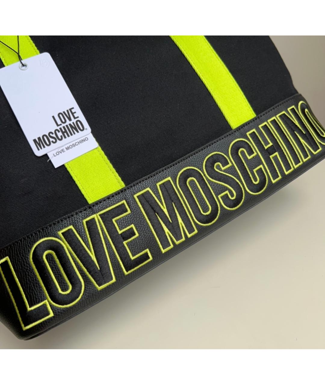 LOVE MOSCHINO Черная хлопковая сумка тоут, фото 6