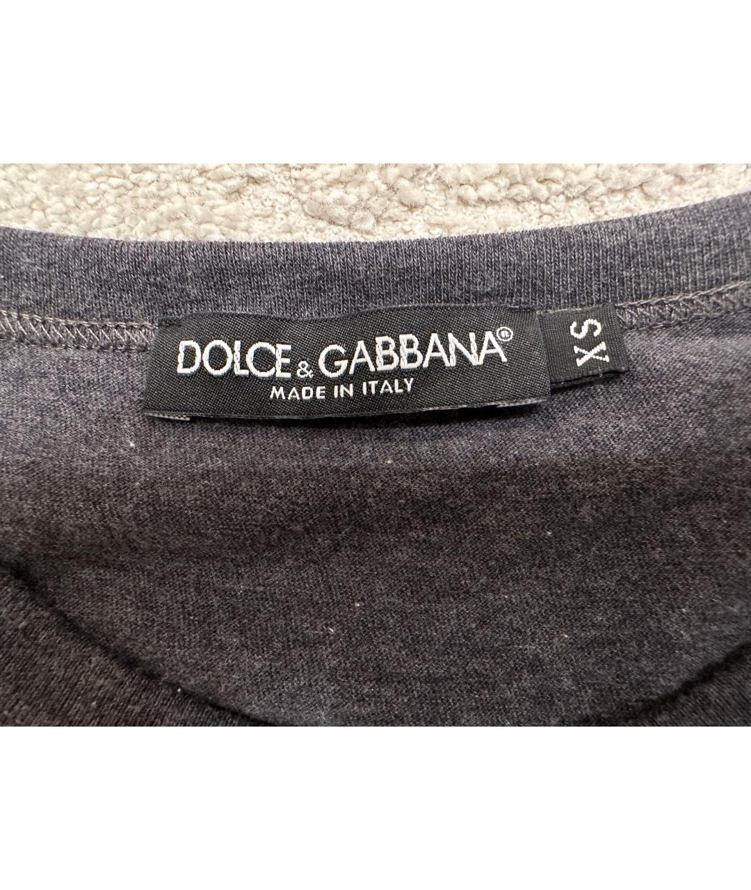 DOLCE&GABBANA Серая хлопковая футболка, фото 6