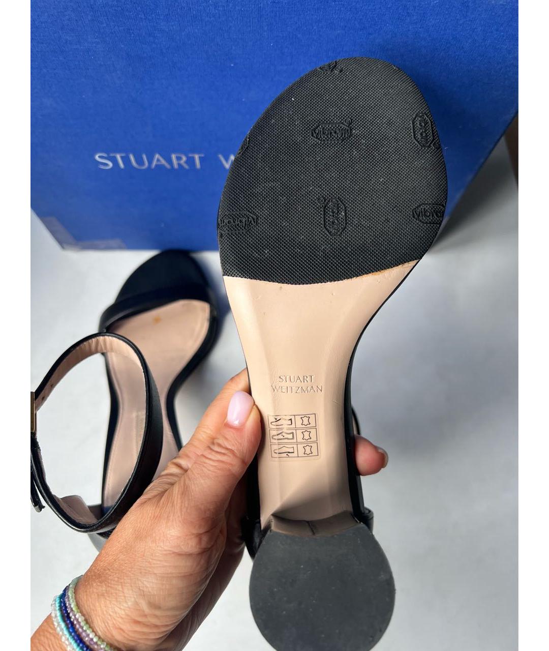 STUART WEITZMAN Черные кожаные босоножки, фото 7