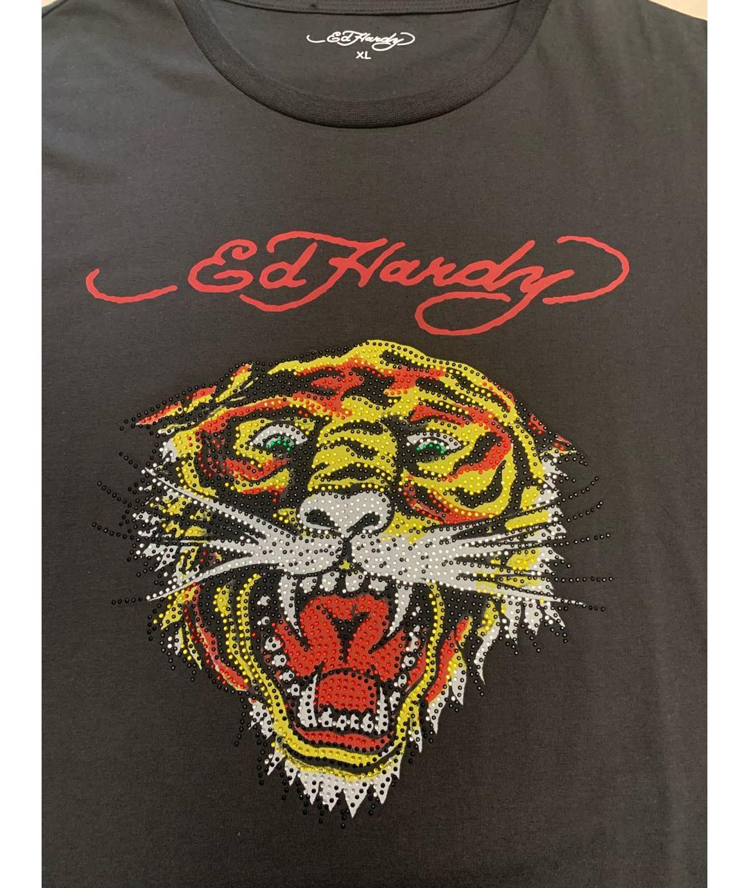 ED HARDY Антрацитовая хлопковая футболка, фото 4