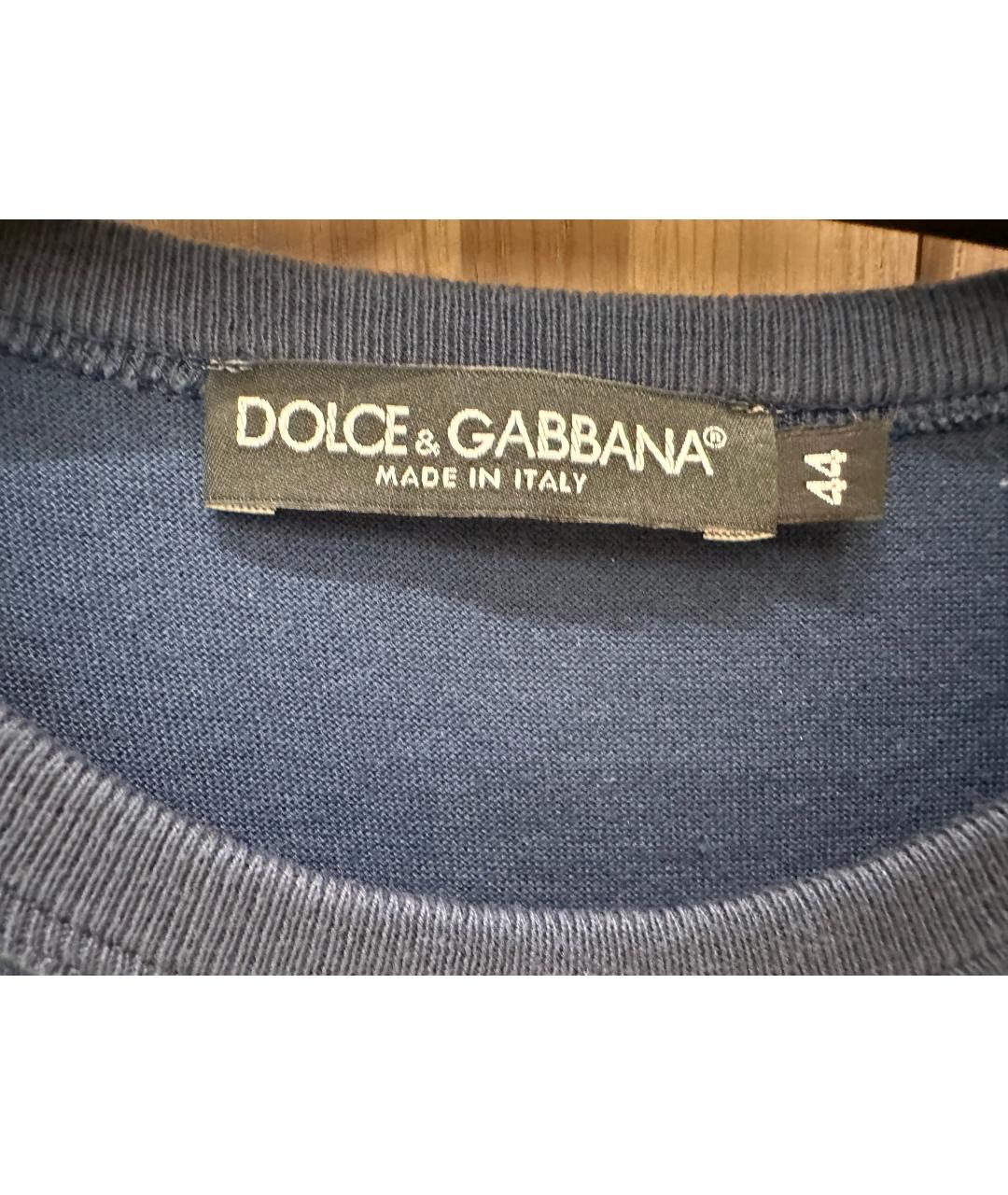 DOLCE&GABBANA Синяя хлопковая футболка, фото 6